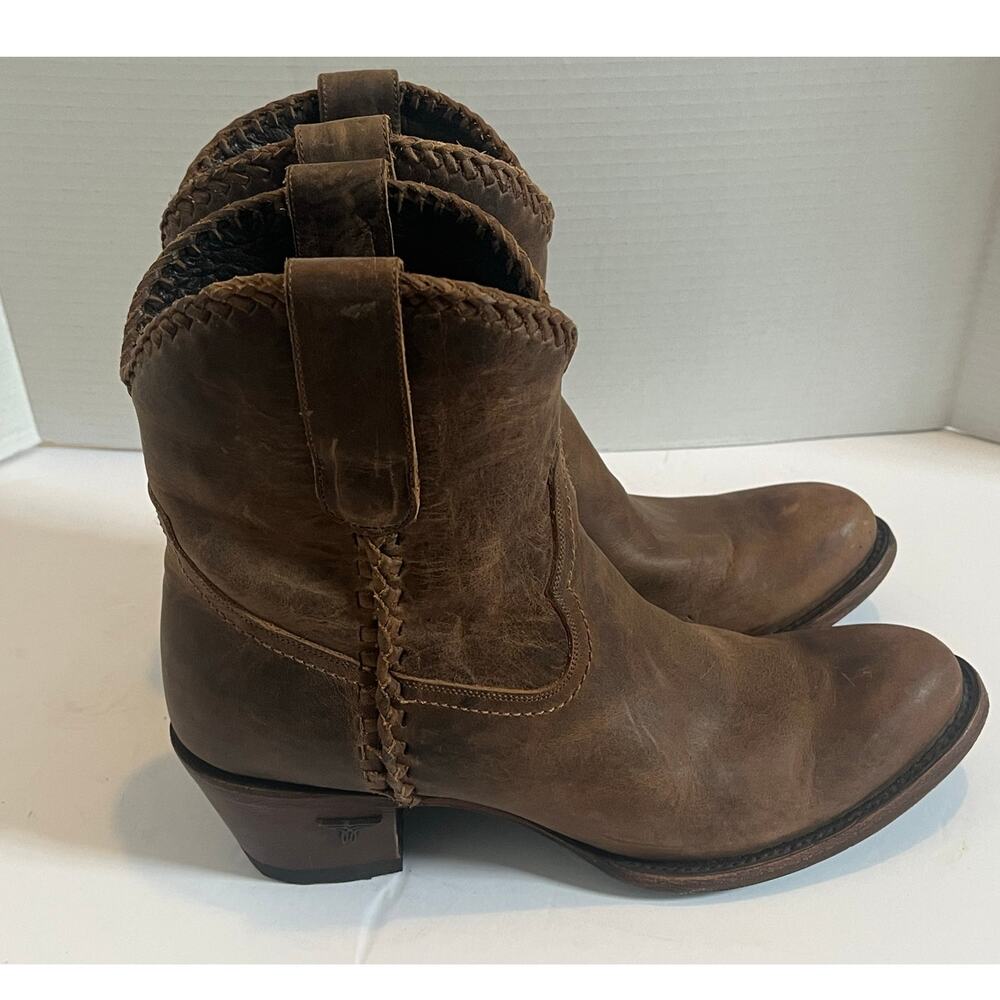 Lane Classic Plain Jane Braided Leather Ankle Brown Booties